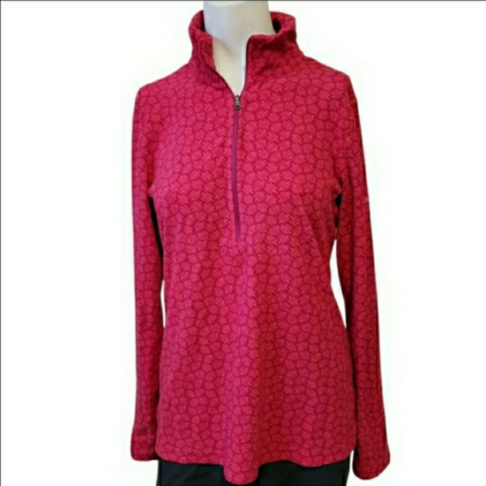 Columbia 1/4 zip pink fleece lightweight pullover sweater size medium